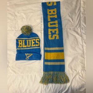 Blue and Yellow Blues Beanie and Scarf Set